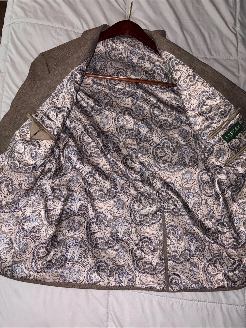 Lauren Ralph Lauren Taupe Sport Coat with Paisley Lining